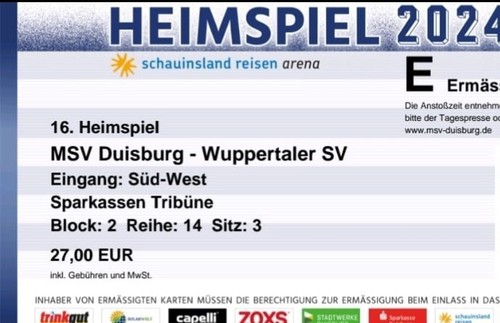 Msv karten wuppertal - msv, vs